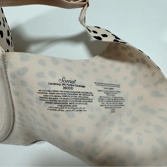 New Soma Vanishing 360 Perfect Coverage Bra Abstact Spots Porcelain - Picture 4 of 4